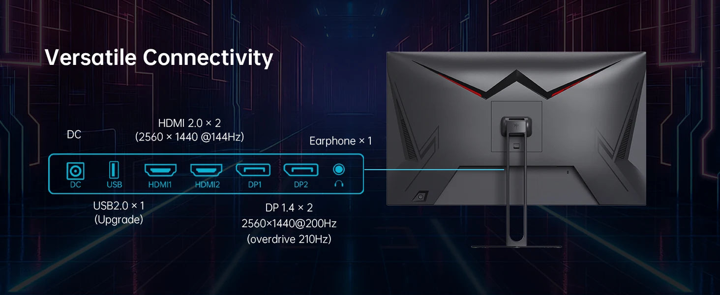 KTC 27" 210Hz 2K QHD Gaming Monitor - Black