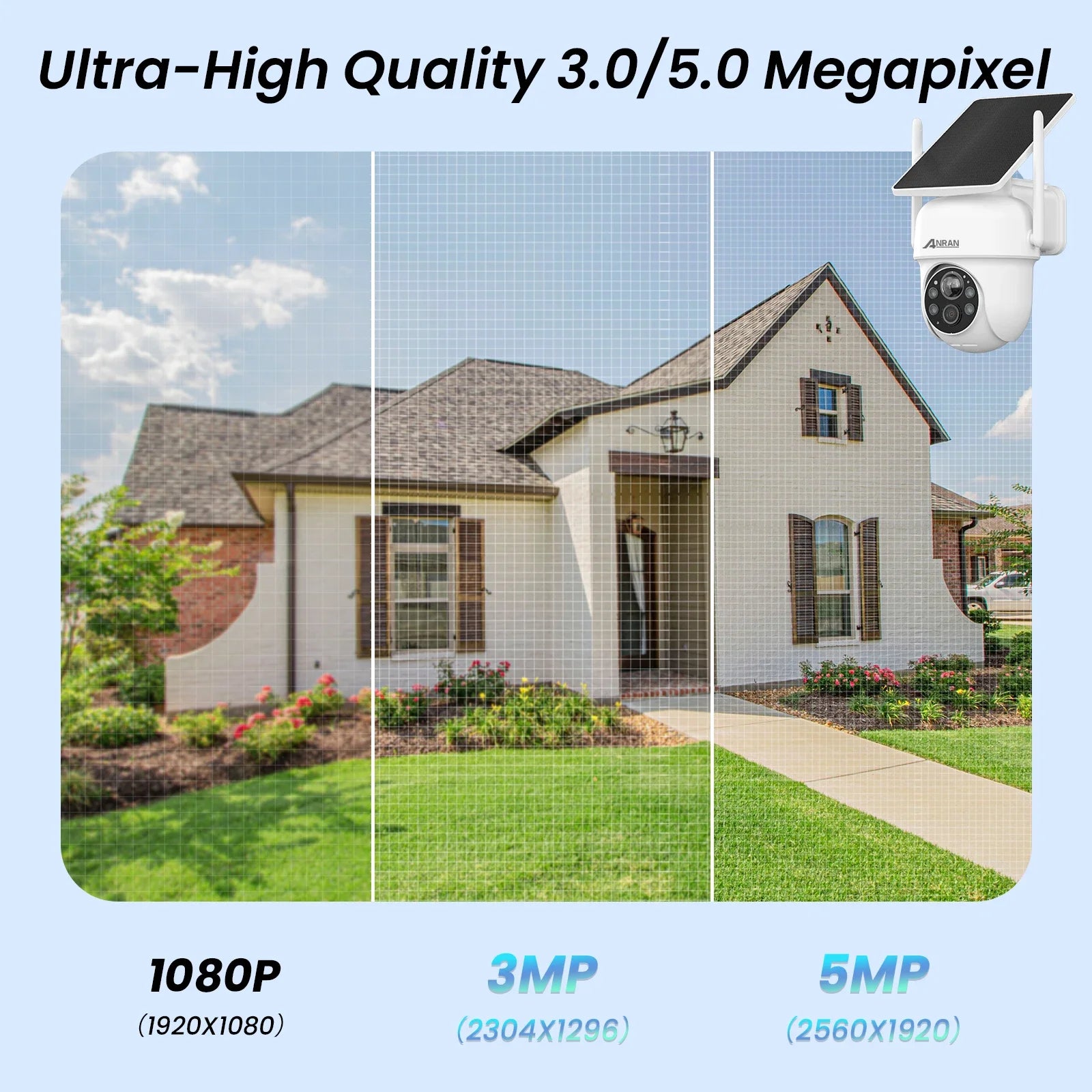 ANRAN 3MP/5MP Solar Powered Smart Home Security Camera