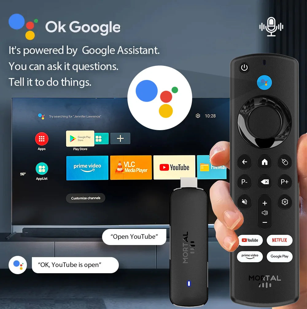 MORTAL Q8 4K Android TV Stick with Google Assistant
