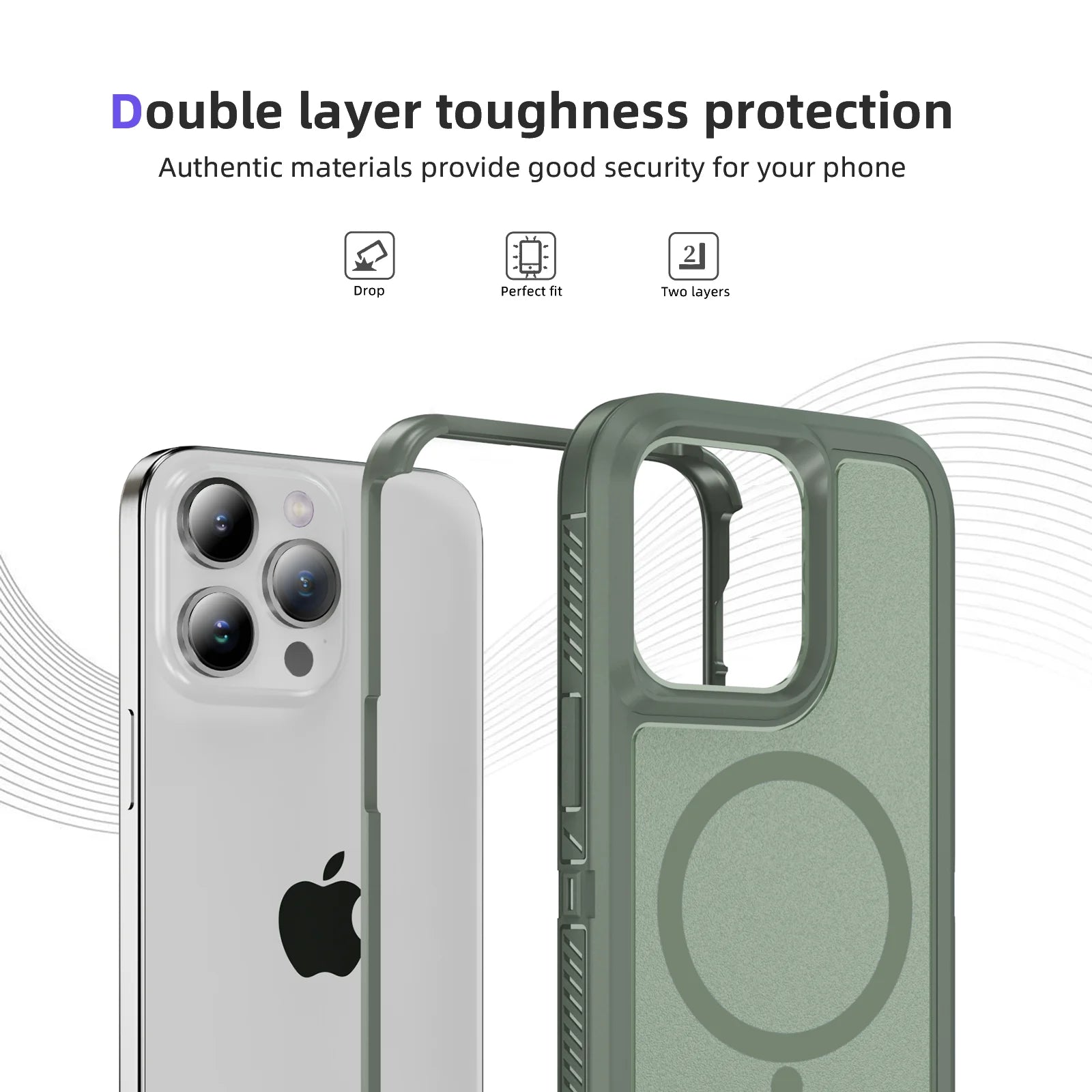 MagSafe Shockproof Double Layer Matte Case for iPhone