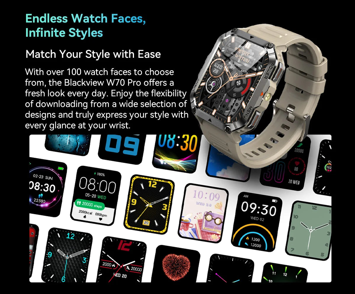 BLACKVIEW W70 2.01" Tactical Smart Watch