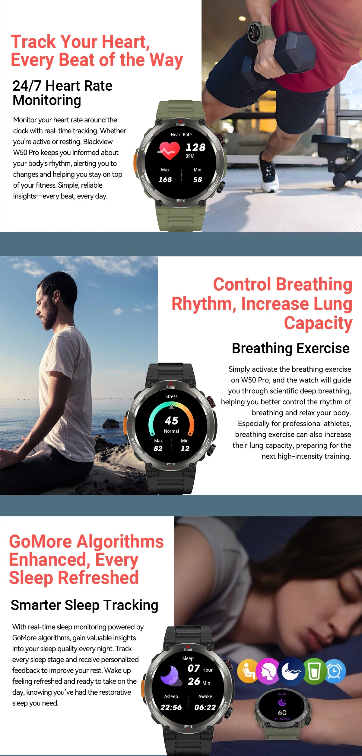 BLACKVIEW W50 Pro 1.45" Tactical Smart Watch