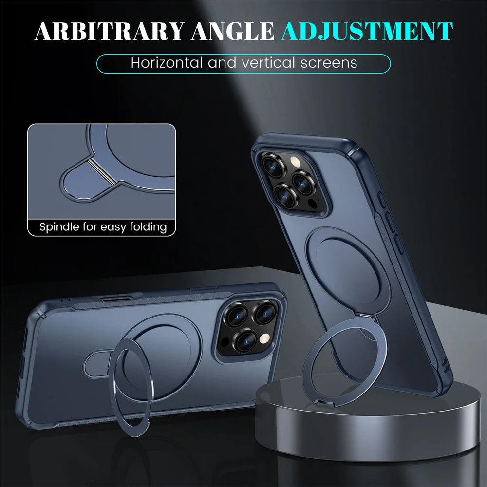 Magsafe Shockproof Case for iPhone with Rotating Stand