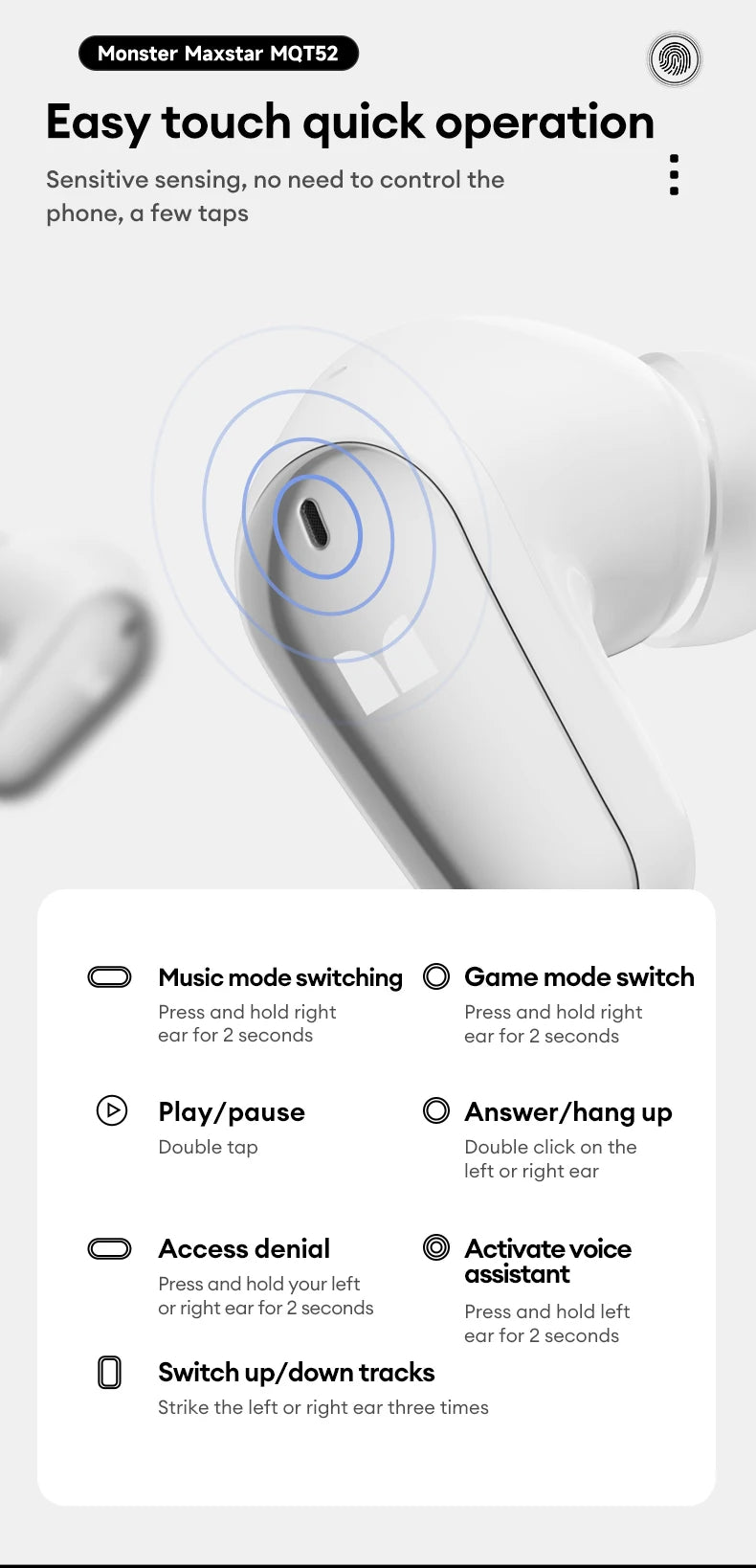MONSTER Maxstar MQT52 Bluetooth Wireless Earbuds