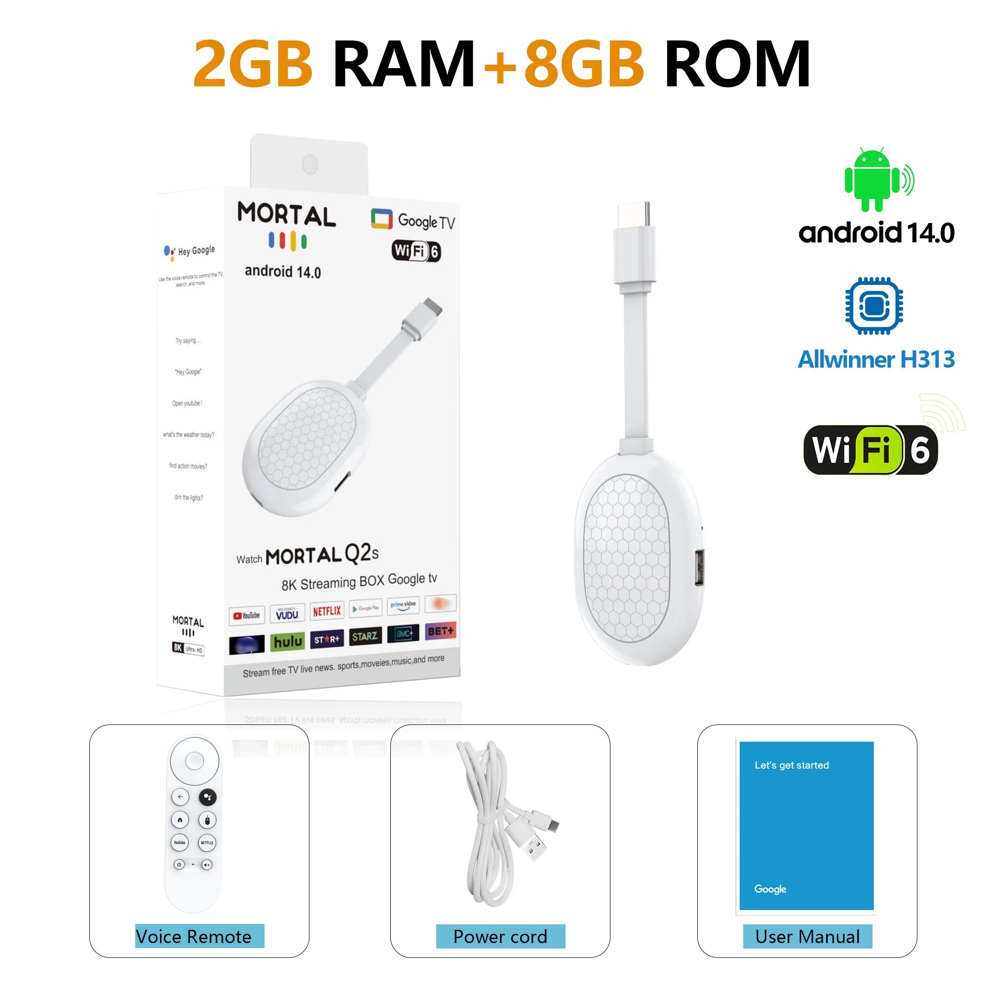 MORTAL Q2S Android TV Stick with Google Assistant