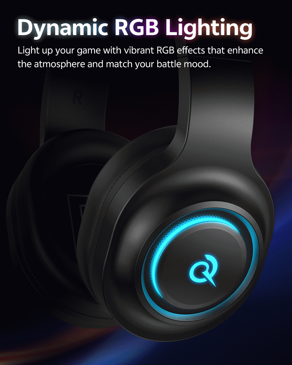 QCY Heroad V200 RGB Bluetooth Wireless Gaming Headphones