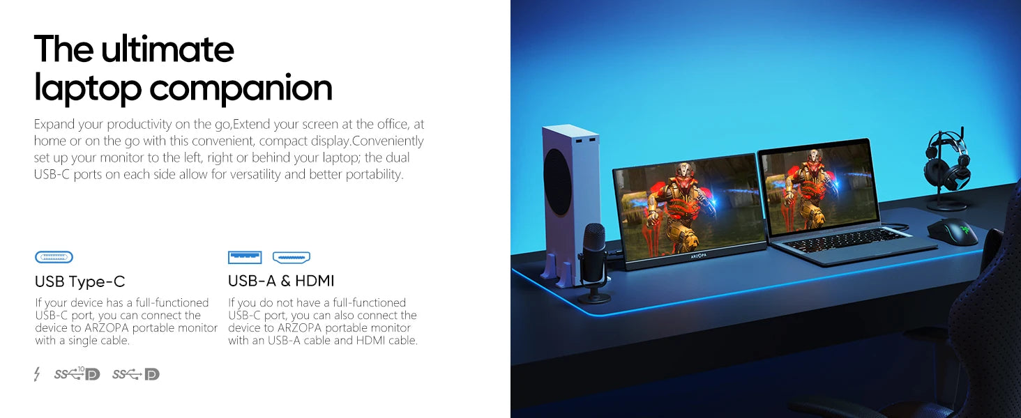 ARZOPA Z1FC Full HD 16.1" Portable Monitor with Integrated Stand