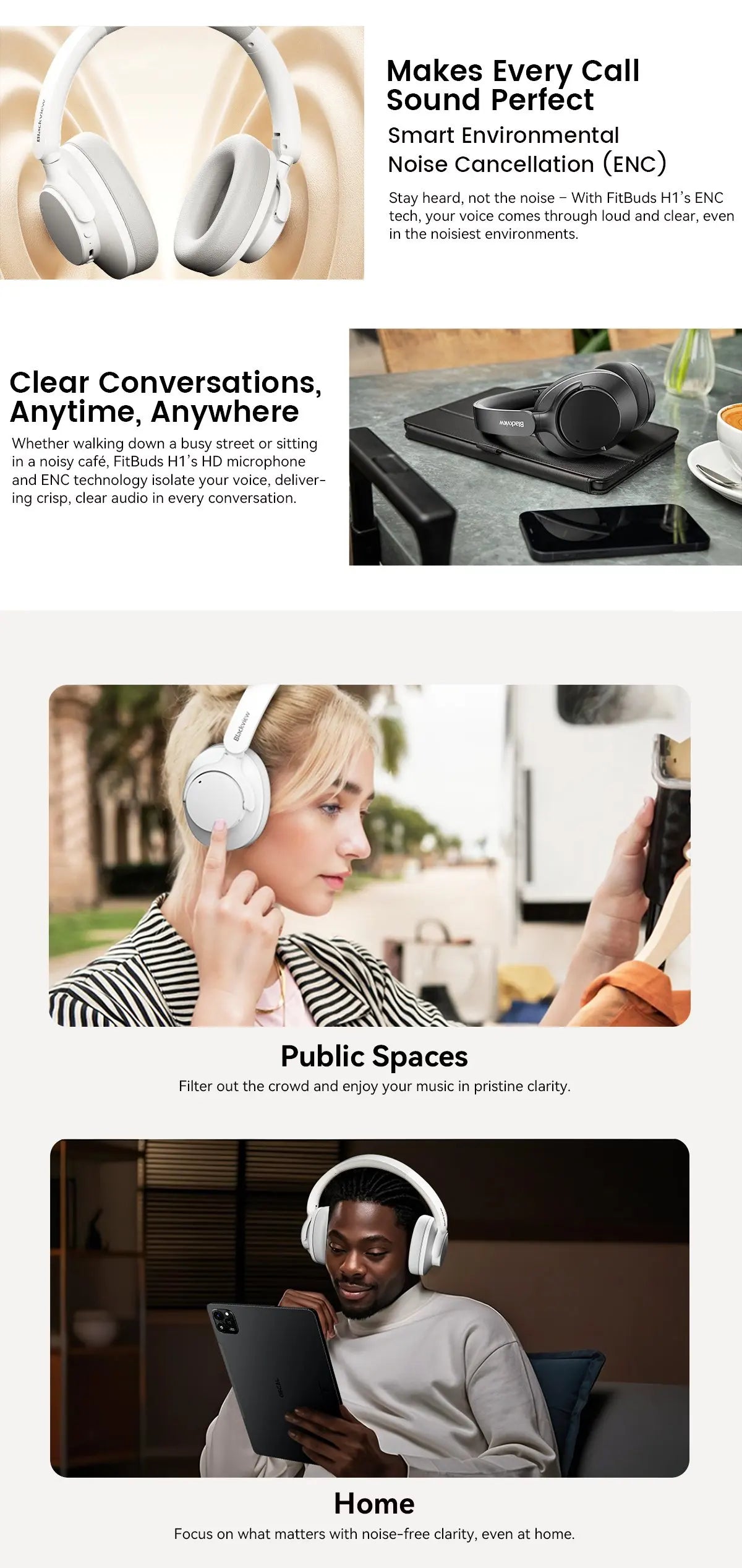 BLACKVIEW FitBuds H1 Hybrid ANC Bluetooth Wireless Headphones
