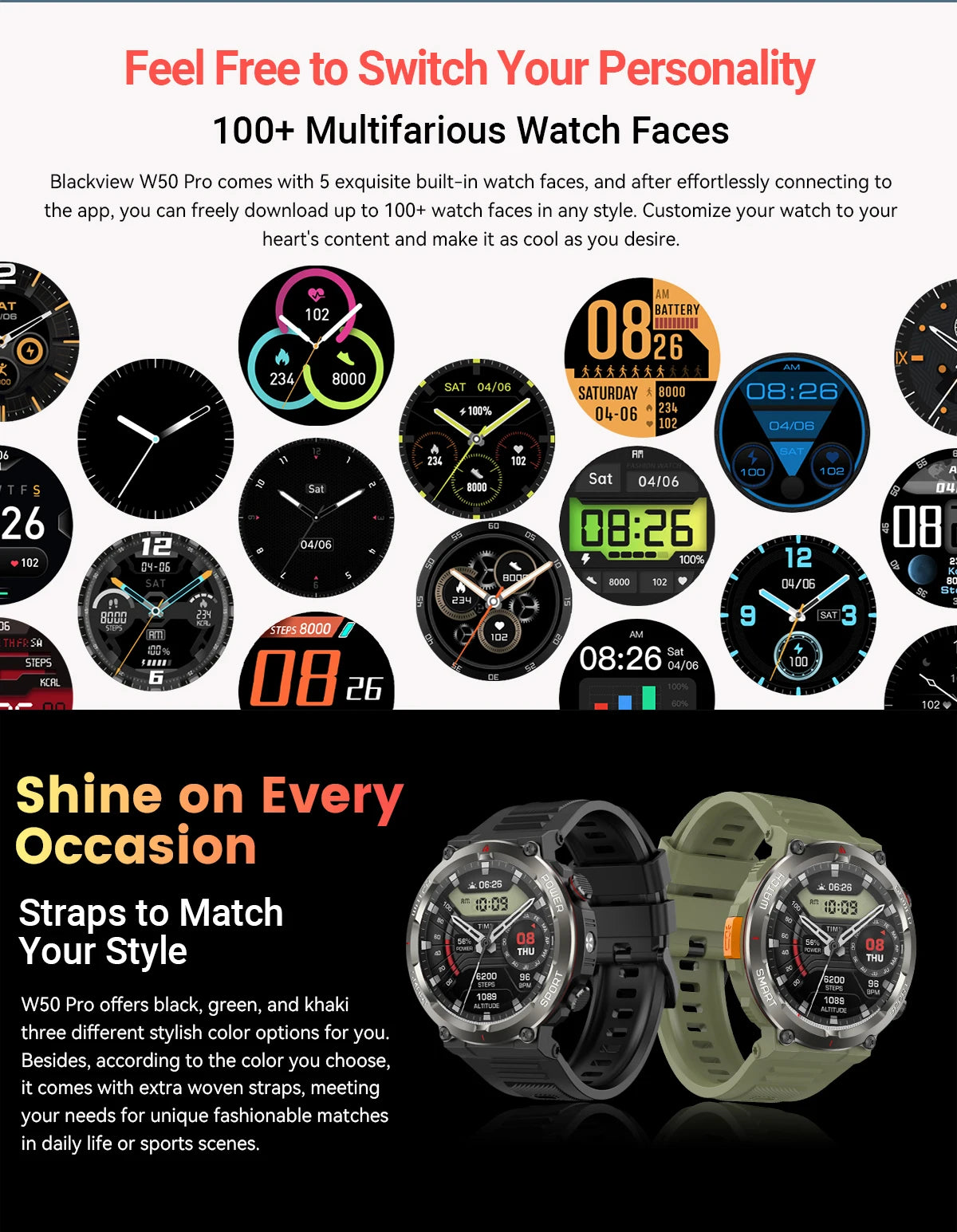BLACKVIEW W50 Pro 1.45" Tactical Smart Watch