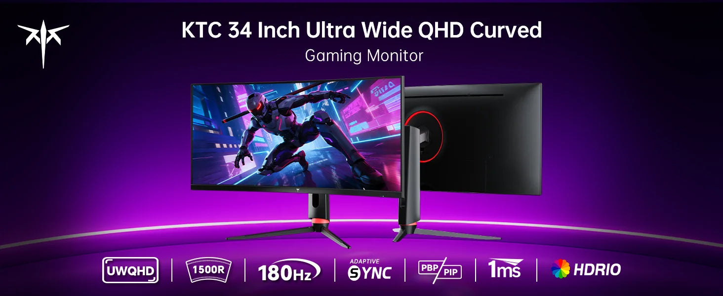 KTC 34" 180Hz UWQHD Curved Gaming Monitor - Black