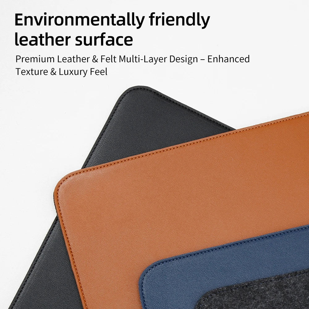 HANSONG Non-Slip Felt Desk Mat and Leather Mouse Pad