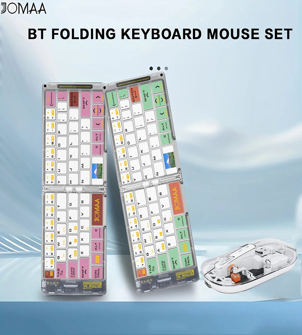 JOMAA Rechargeable Foldable Bluetooth Wireless Keyboard and Mouse