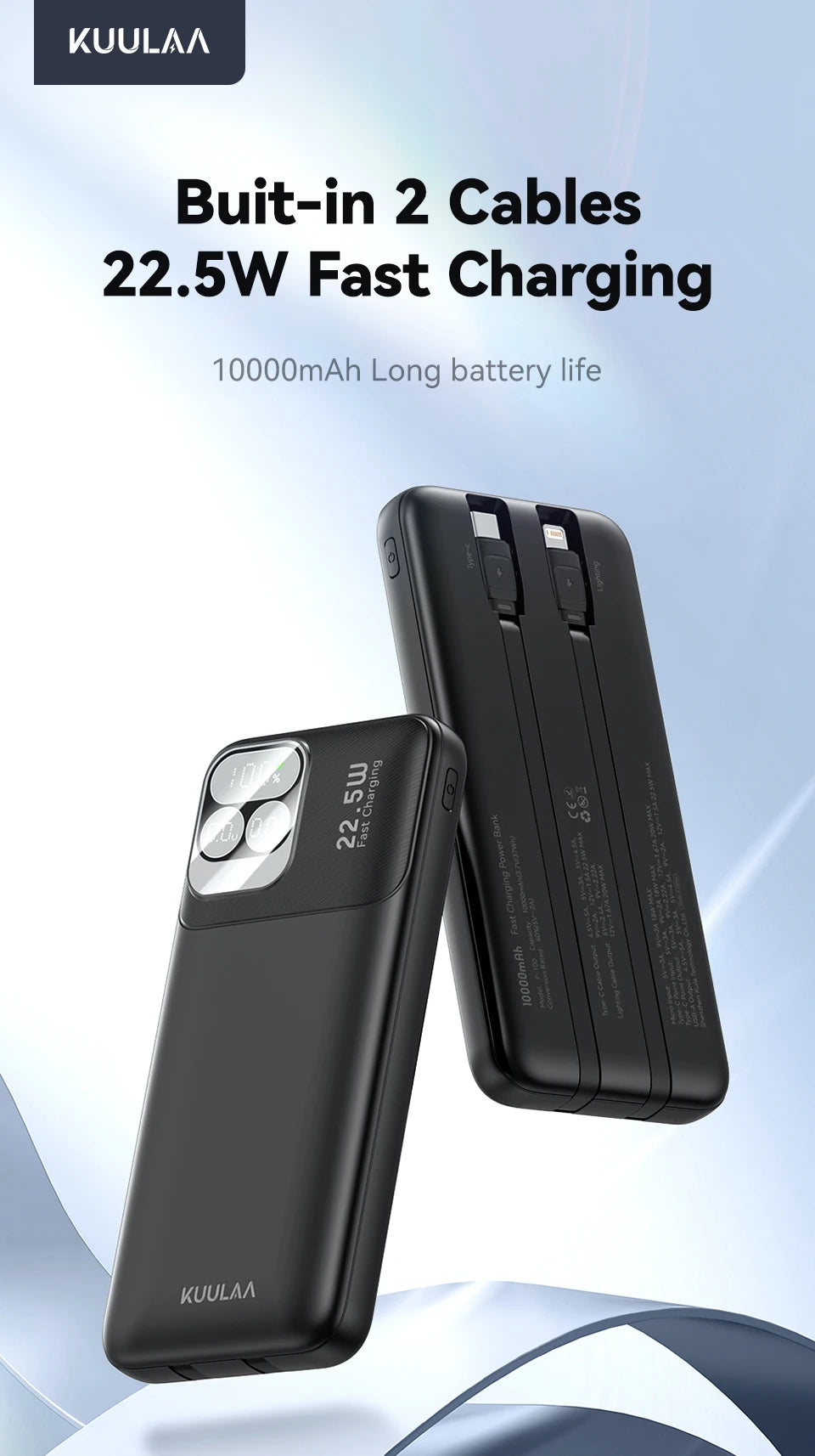KUULAA 22.5W 10000mAh Fast Charging Portable Charger and Power Bank