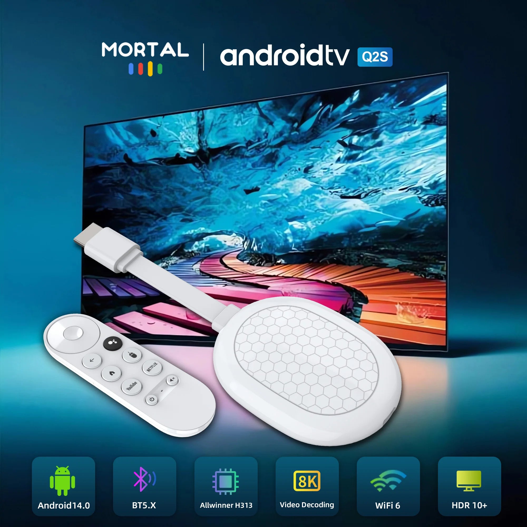 MORTAL Q2S Android TV Stick with Google Assistant