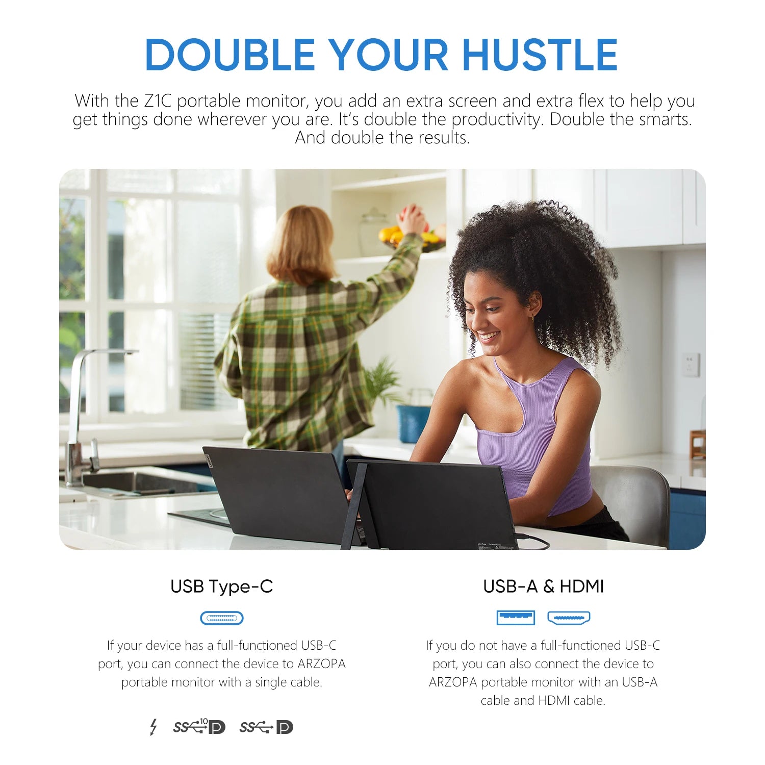 ARZOPA Z1C Full HD 16.1" Portable Monitor with Integrated Stand