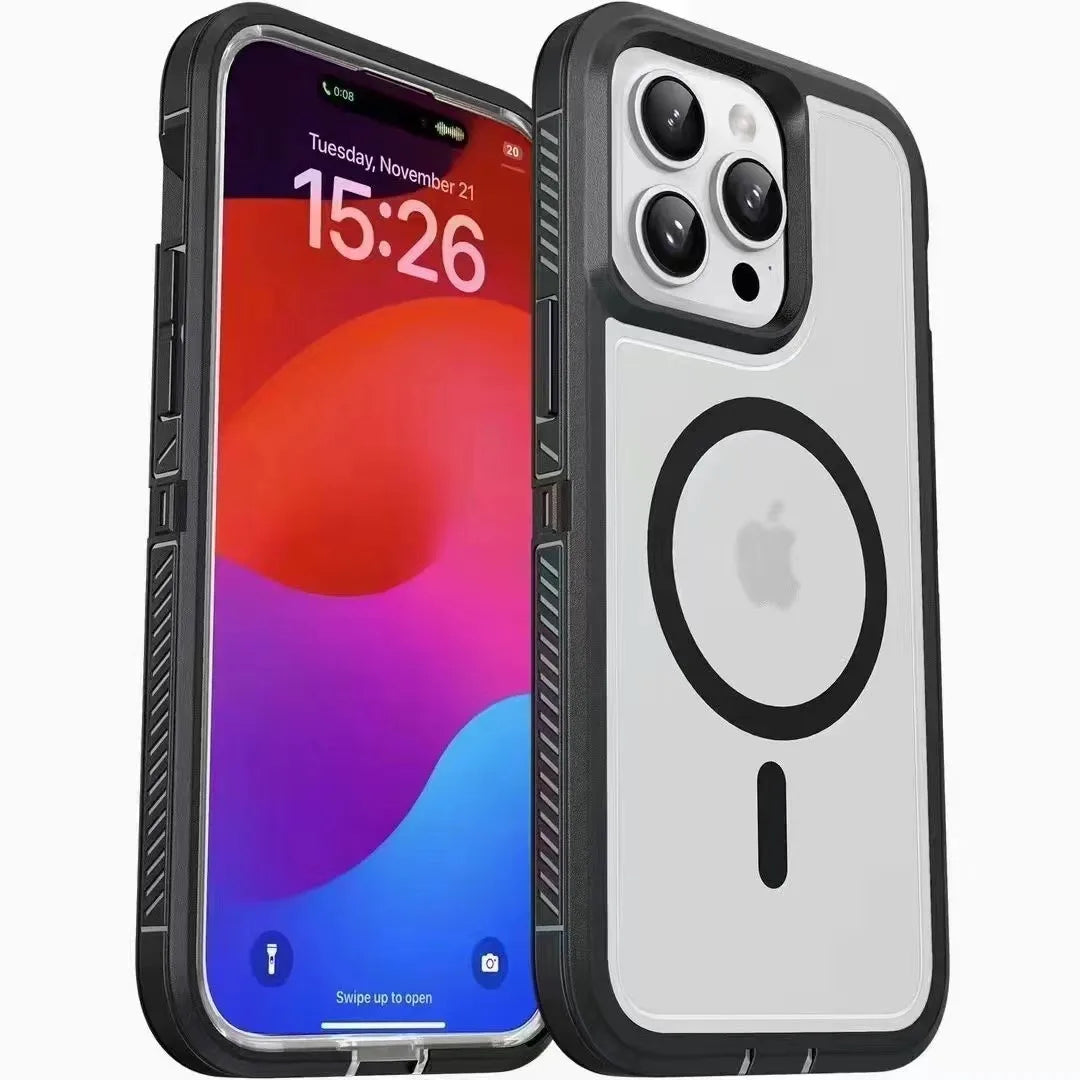 MagSafe Shockproof Double Layer Matte Case for iPhone