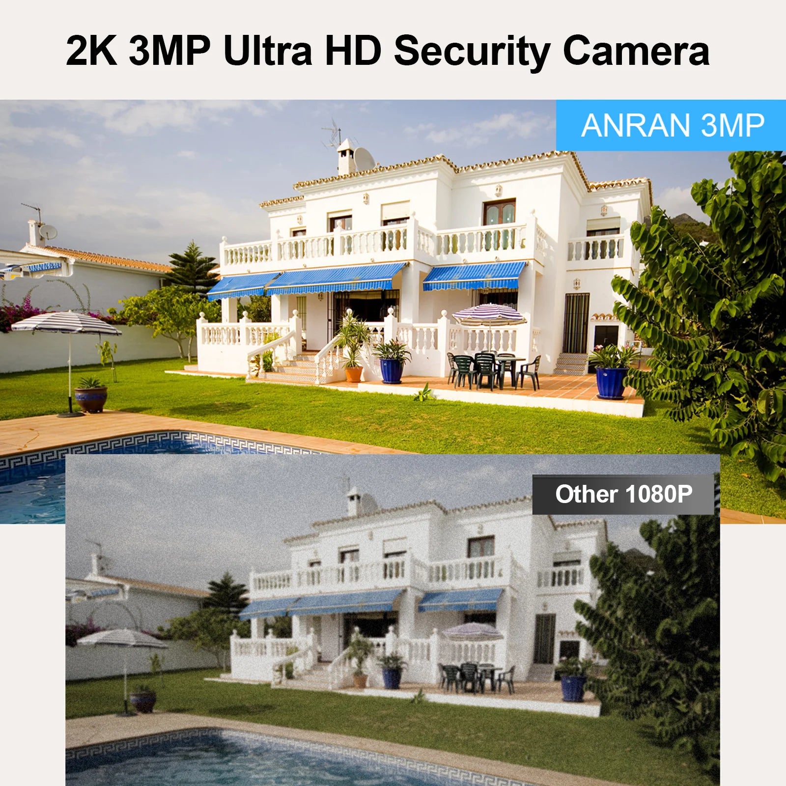ANRAN 3MP Solar Powered WiFi Smart Home Security Camera