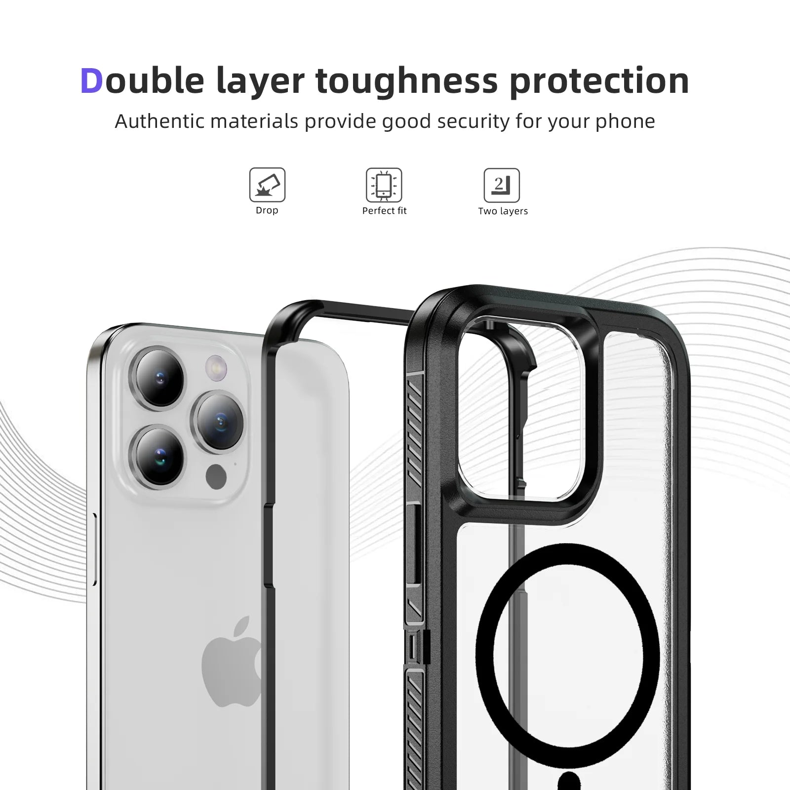 MagSafe Shockproof Double Layer Matte Case for iPhone