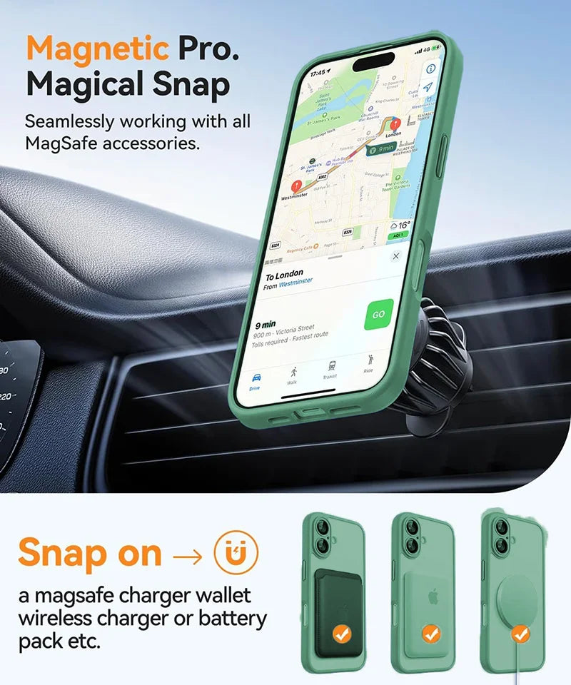 Translucent MagSafe Shockproof Armor Case for iPhone
