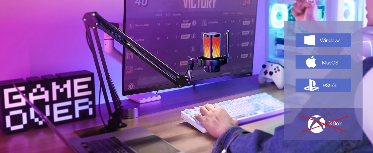 MAONO DGM20S RGB Streaming Microphone & Boom Arm