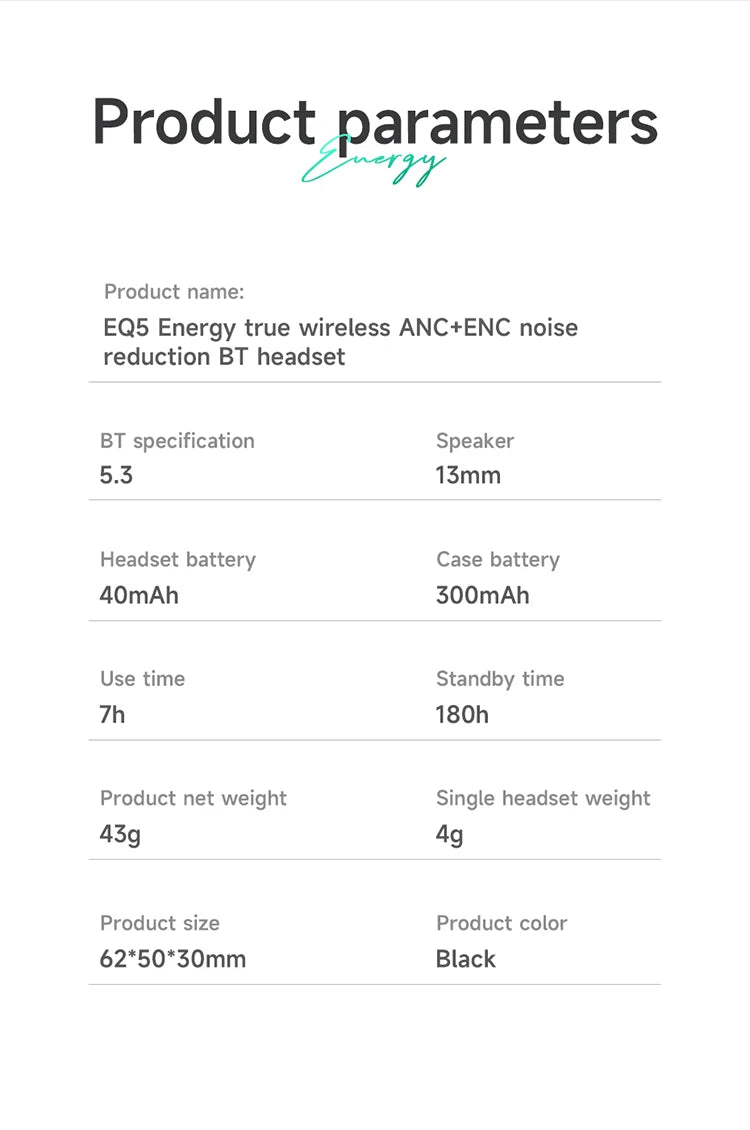 HOCO AirPods EQ5 Noise Cancelling Bluetooth Wireless Earbuds