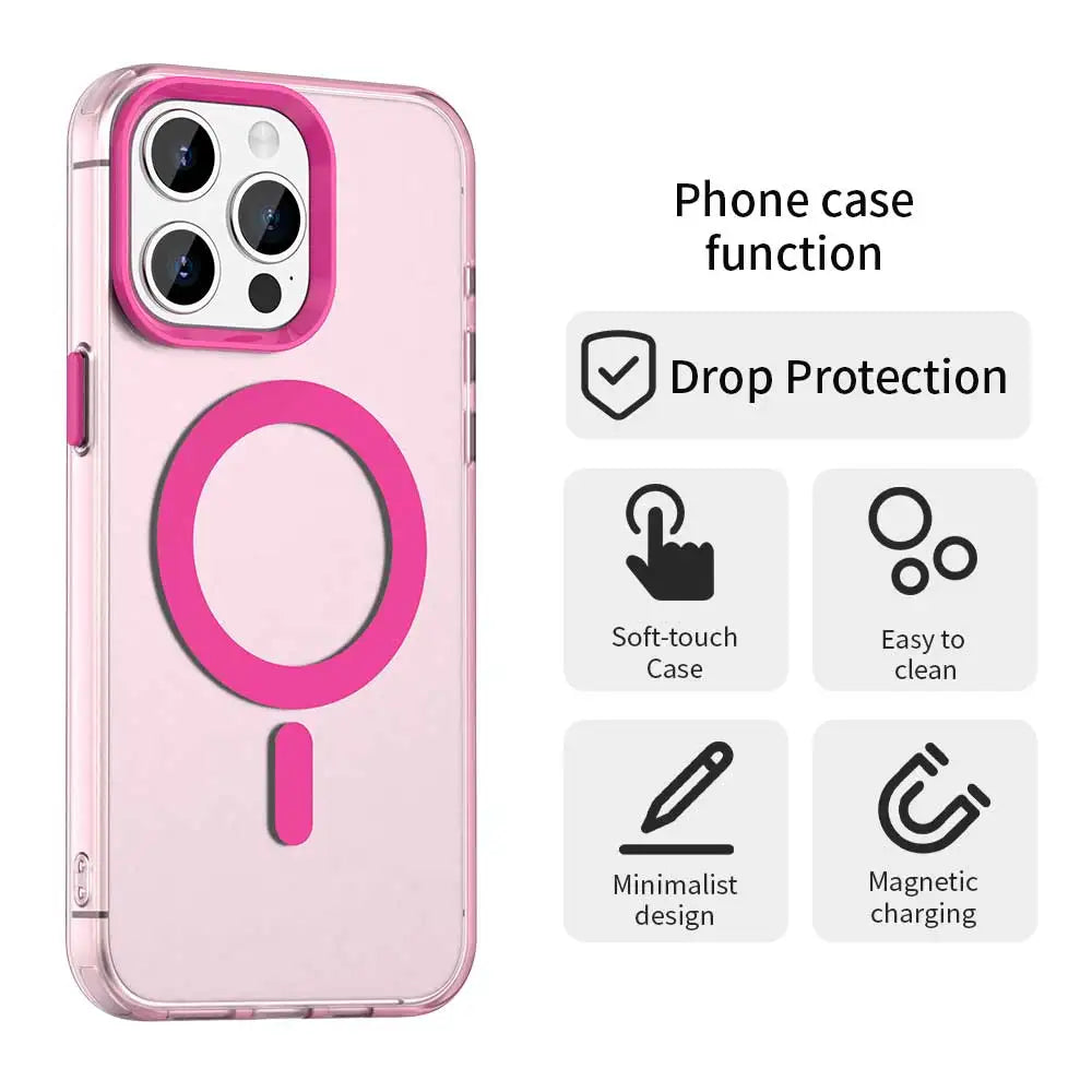 Transparent MagSafe Matte Case for Apple iPhone