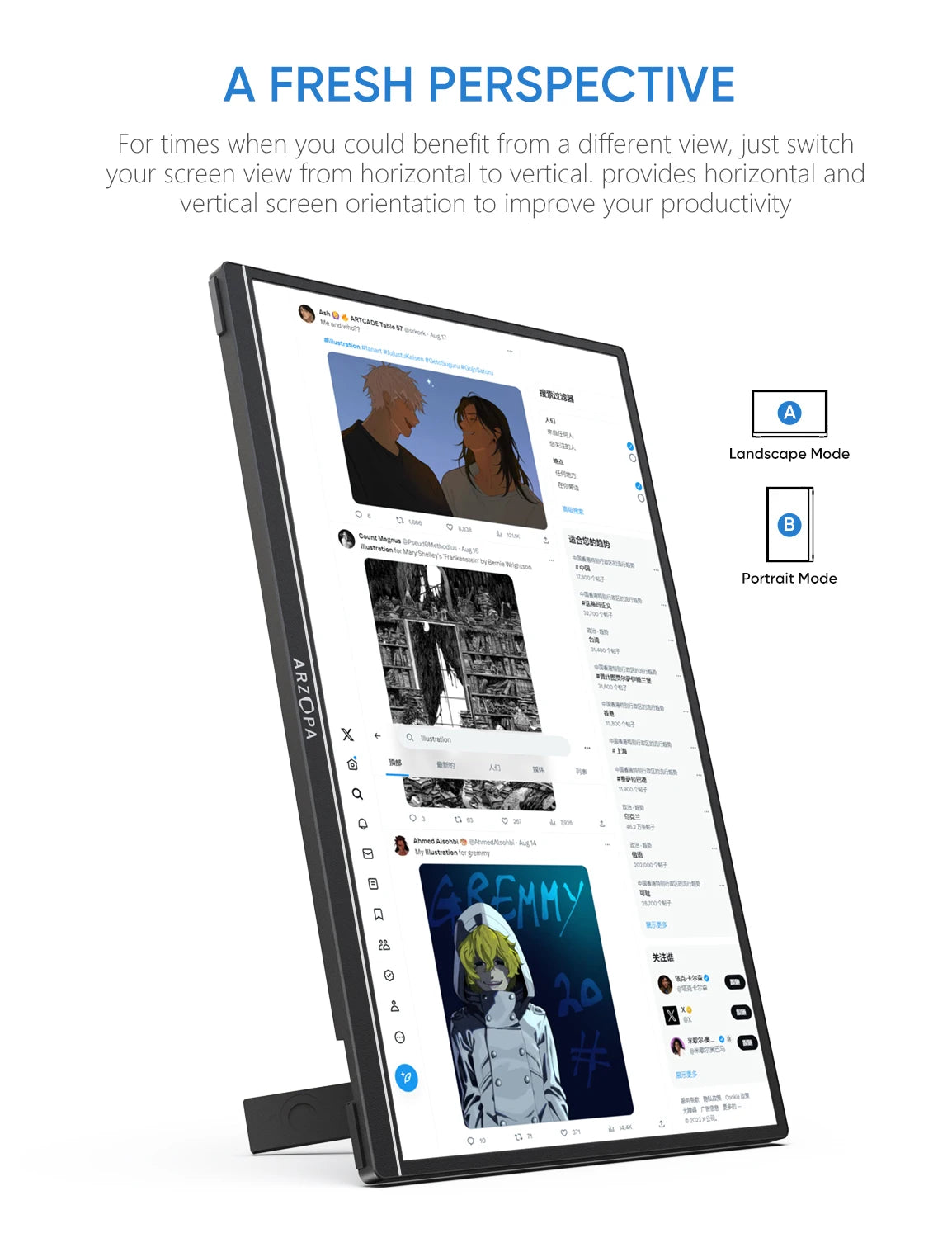 ARZOPA A1S Full HD 14.0" Portable Monitor with Integrated Stand