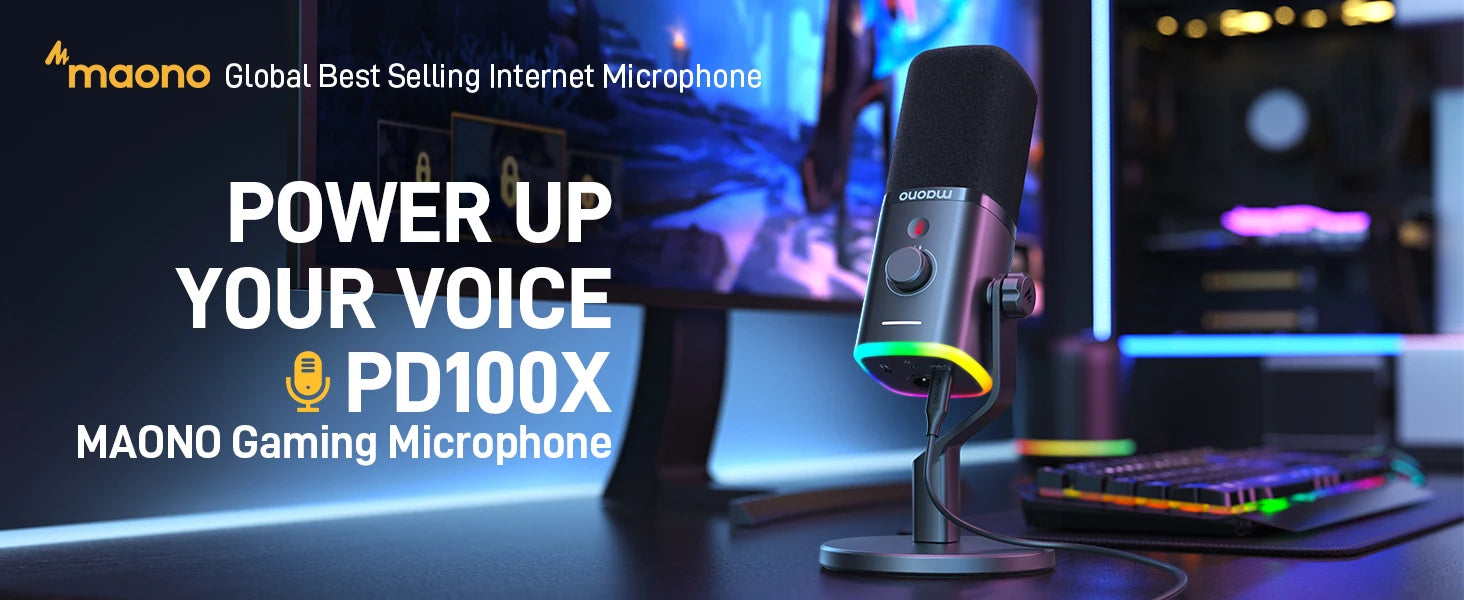 MAONO PD100X Dynamic Streaming Microphone & Stand