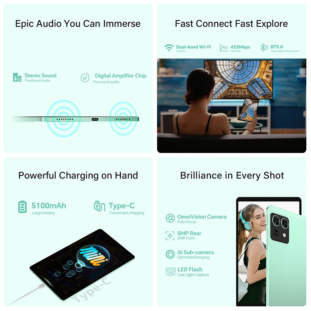 TECLAST M50 Mini 8.7" WiFi Android Tablet - 128GB, Green