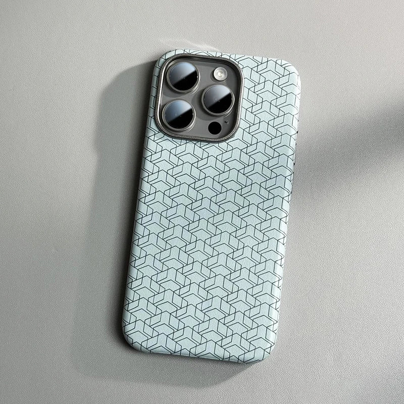Geometric Pattern Leather MagSafe Case for Apple iPhone