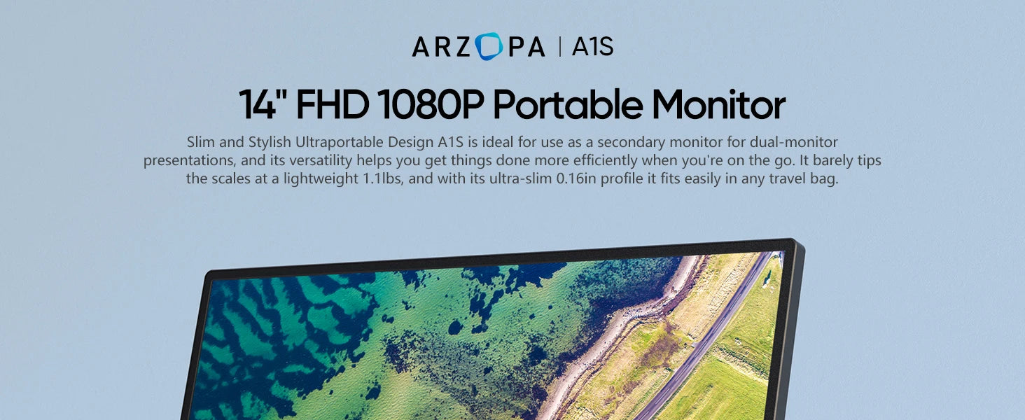 ARZOPA A1S Full HD 14.0" Portable Monitor with Integrated Stand