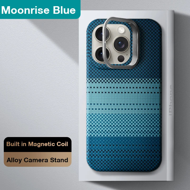 Carbon Fibre Textured MagSafe Case for iPhone with Stand