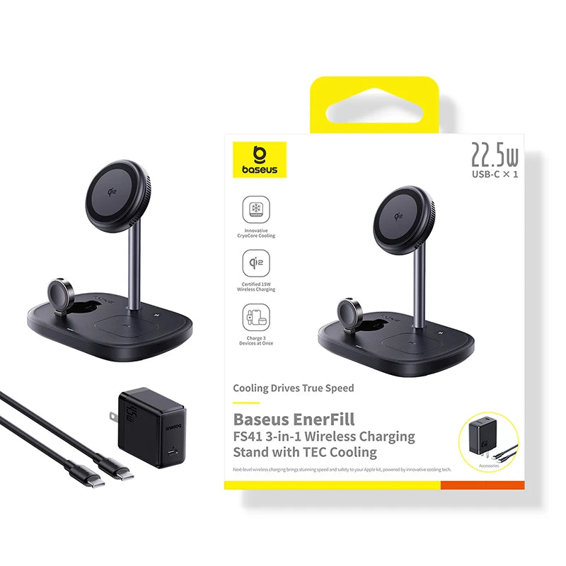 BASEUS Enerfill FS4 3in1 Wireless Charging Stand with TEC Cooling