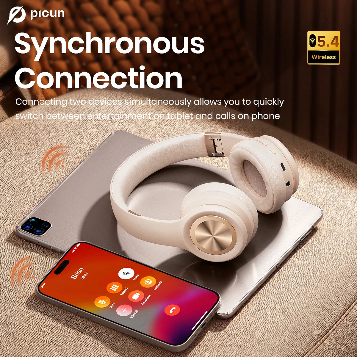 PICUN Solo6 ENC Bluetooth Wireless Headphones