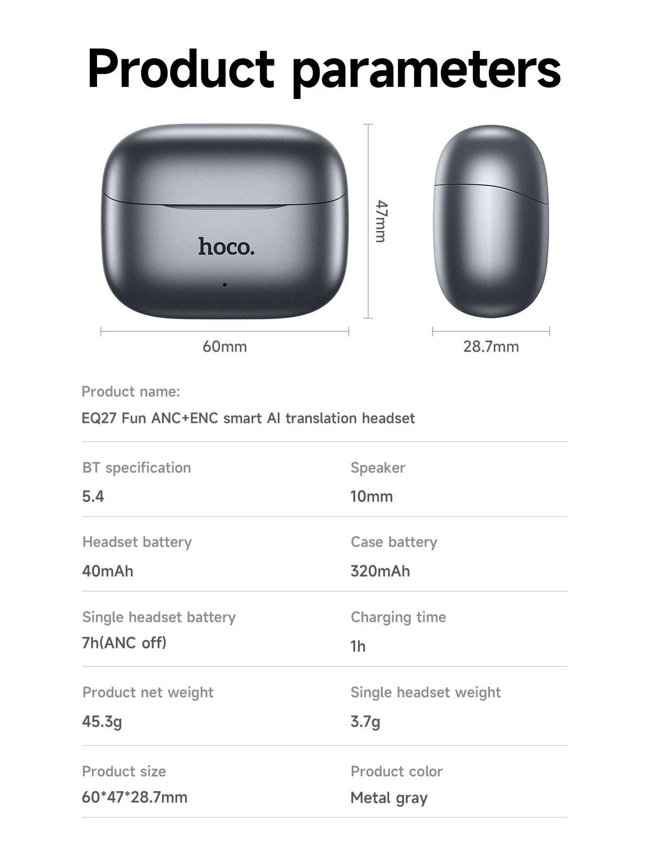 HOCO EQ27 Noise Cancelling Bluetooth Wireless Earbuds