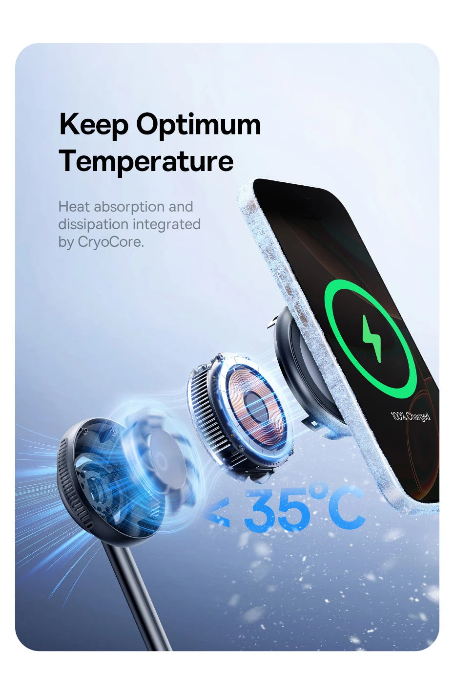 BASEUS Enerfill FS4 3in1 Wireless Charging Stand with TEC Cooling