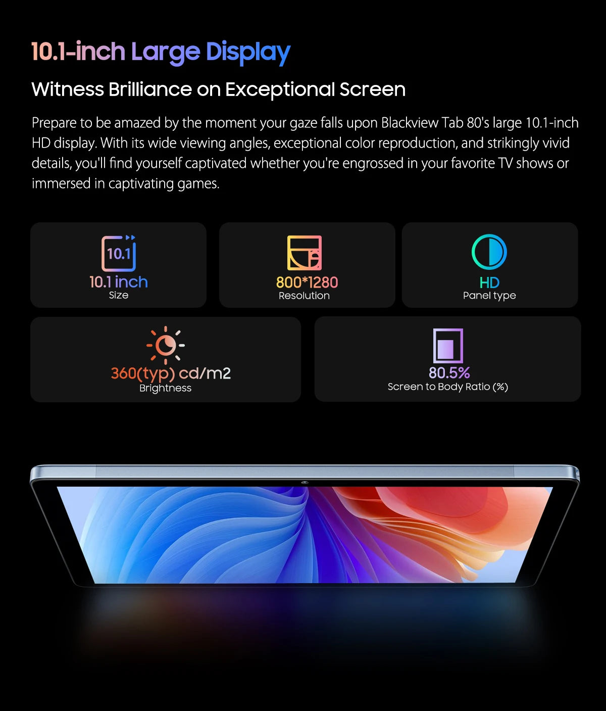 BLACKVIEW Tab 80 WiFi 10.1" HD Android Tablet - 128GB