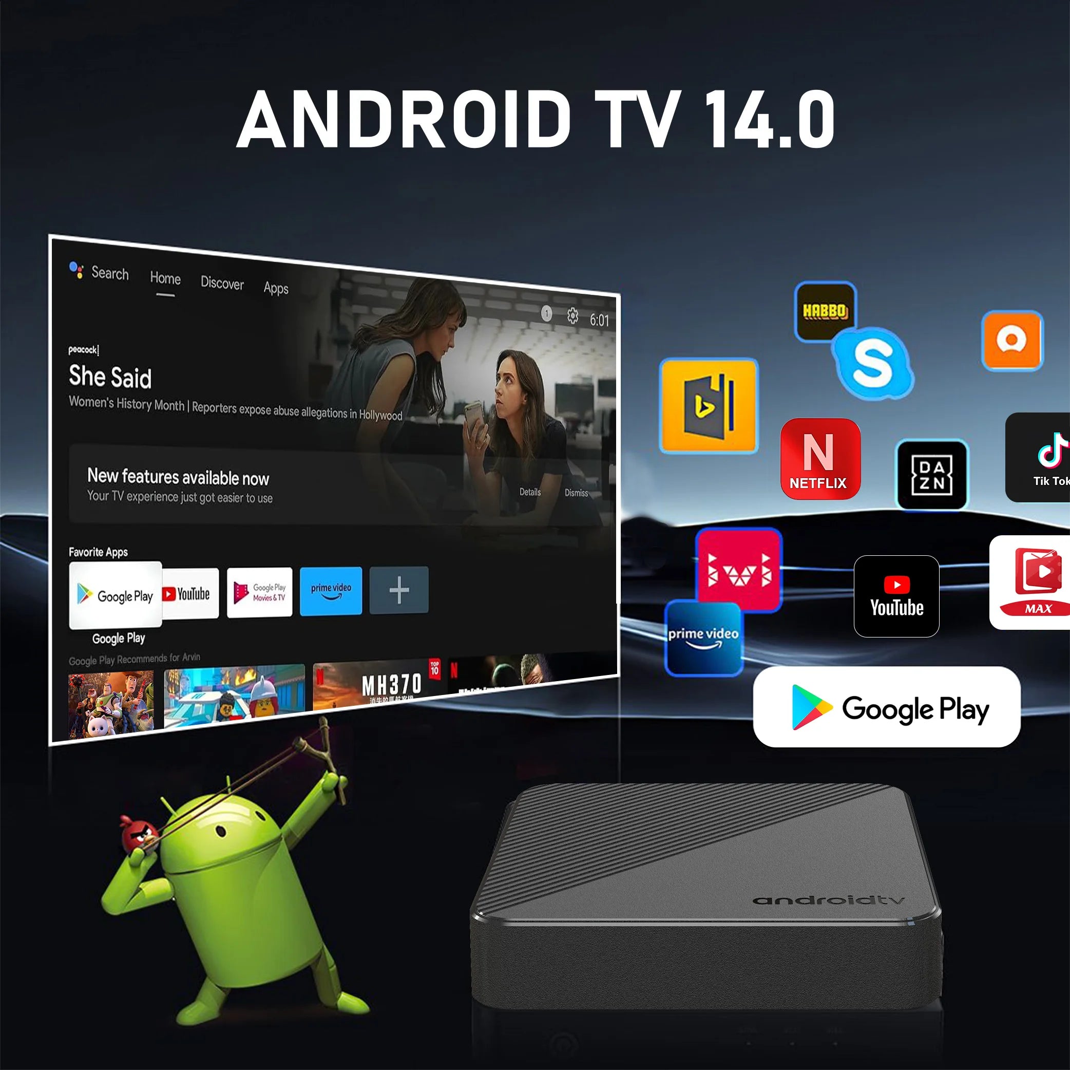 MORTAL T1S 4K Android TV Box with Google Assistant