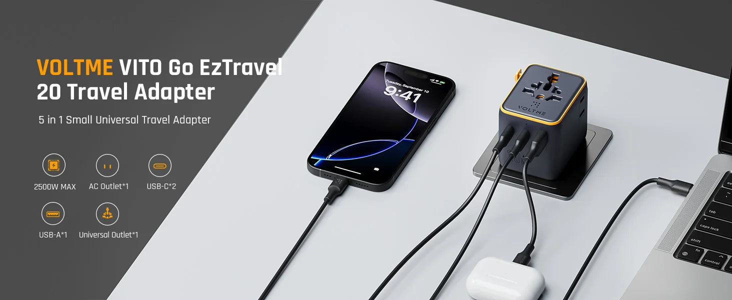 VOLTME Vito Go EzTravel 5in1 Universal Travel Adapter