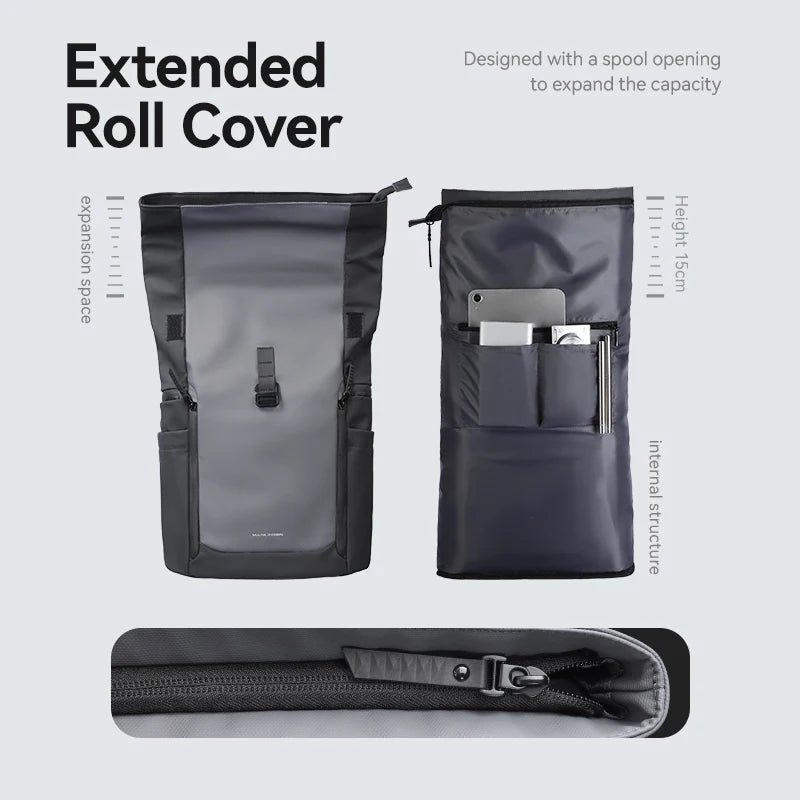 MARK RYDEN MR3807 Roll-Top Business Travel Backpack