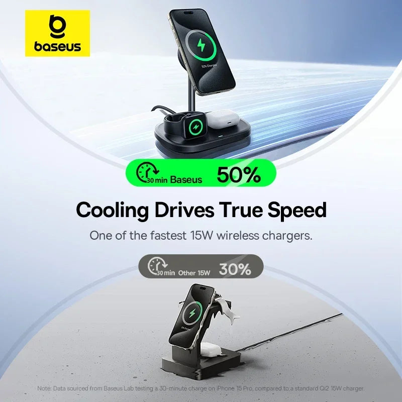 BASEUS Enerfill FS4 3in1 Wireless Charging Stand with TEC Cooling