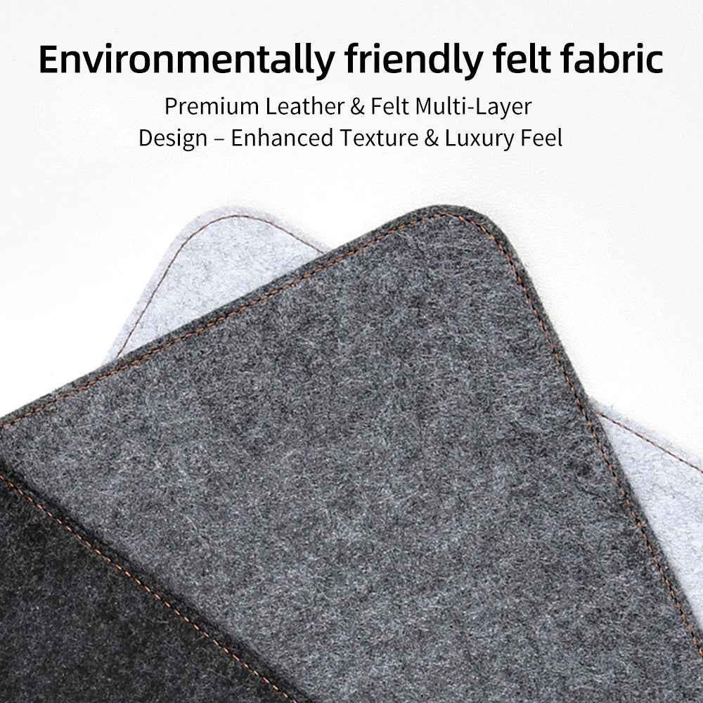 HANSONG Non-Slip Felt Desk Mat and Leather Mouse Pad