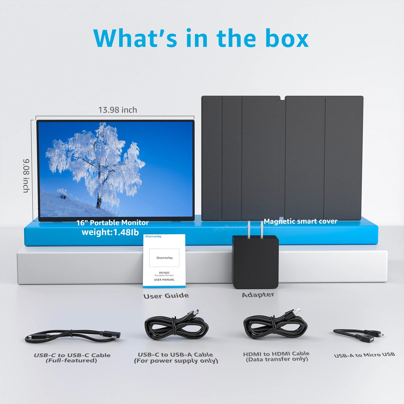 DOPESPLAY 2K Full HD 16.0" Portable Monitor with Integrated Stand