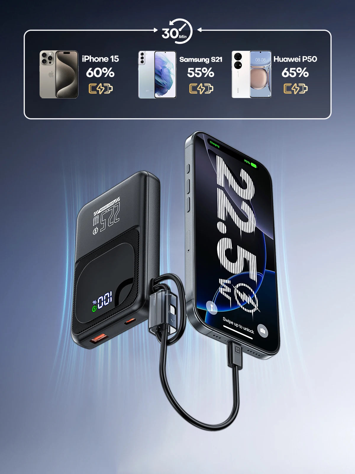 QOOVI Ultra-Thin 10000mah Portable Charger and Power Bank