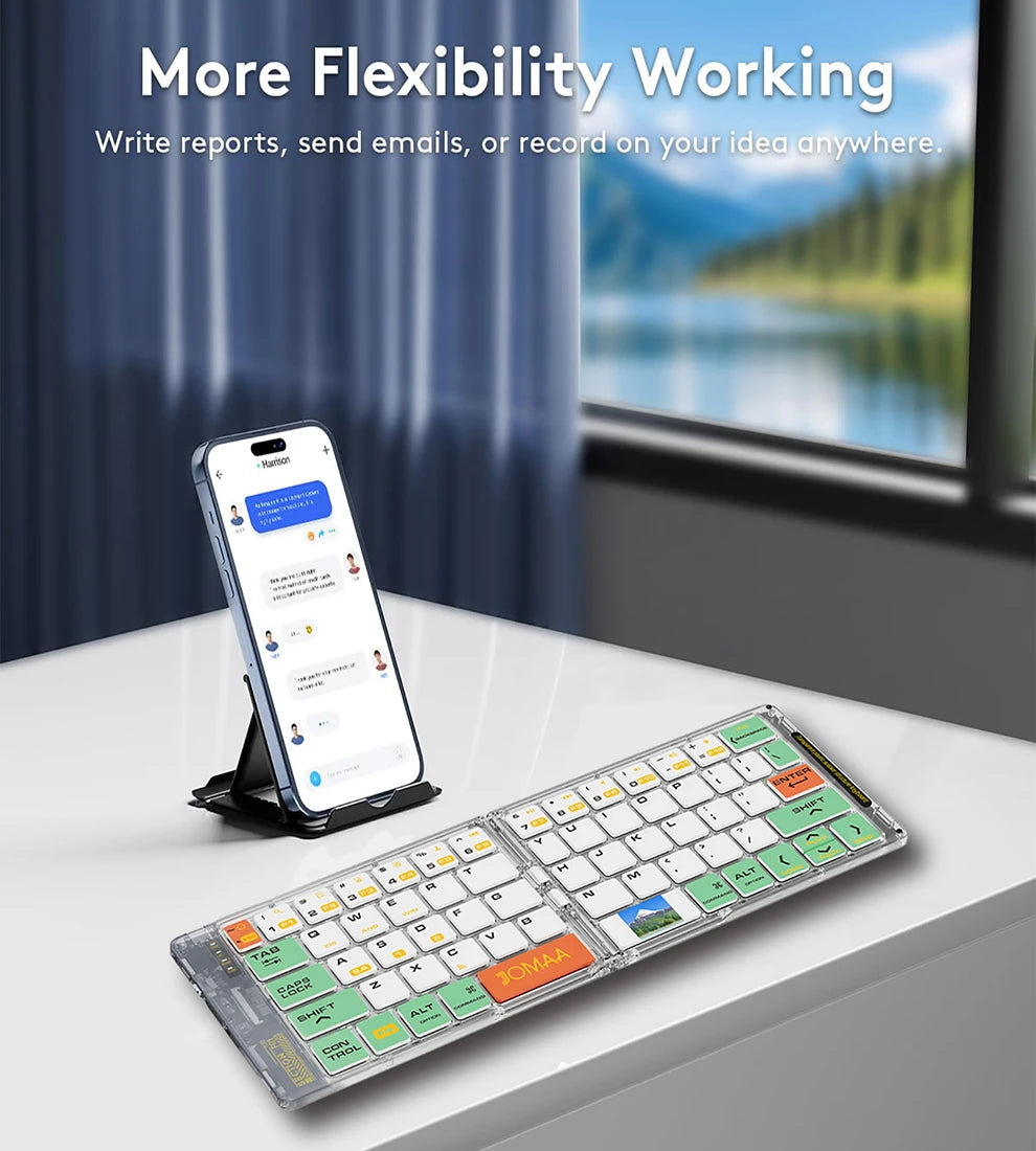 JOMAA Rechargeable Foldable Bluetooth Wireless Keyboard and Mouse