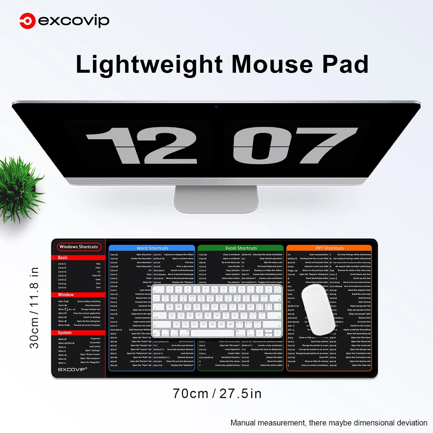 EXCO Non-Slip Office Shortcuts Desk Mat & Gaming Pad
