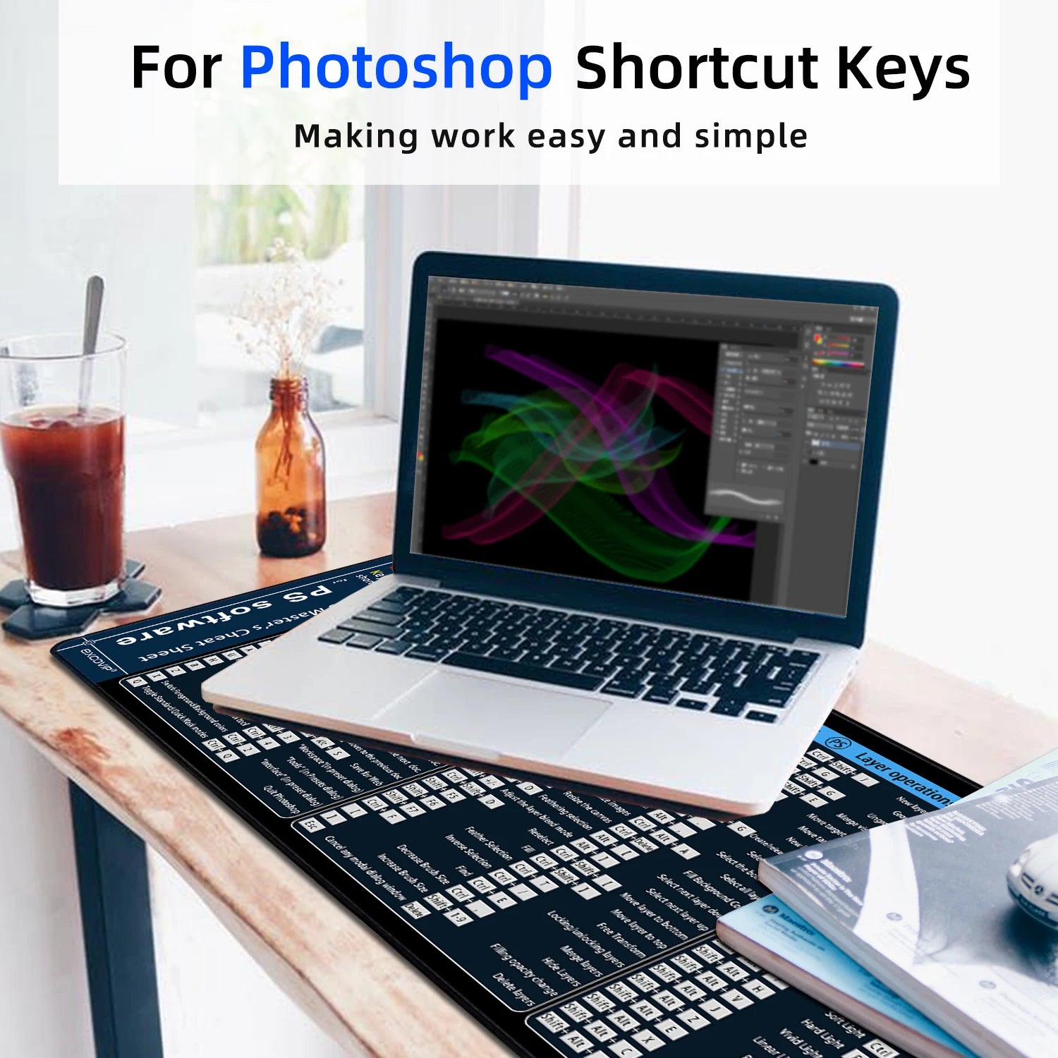 EXCO Non-Slip Adobe Shortcuts Desk Mat & Gaming Pad