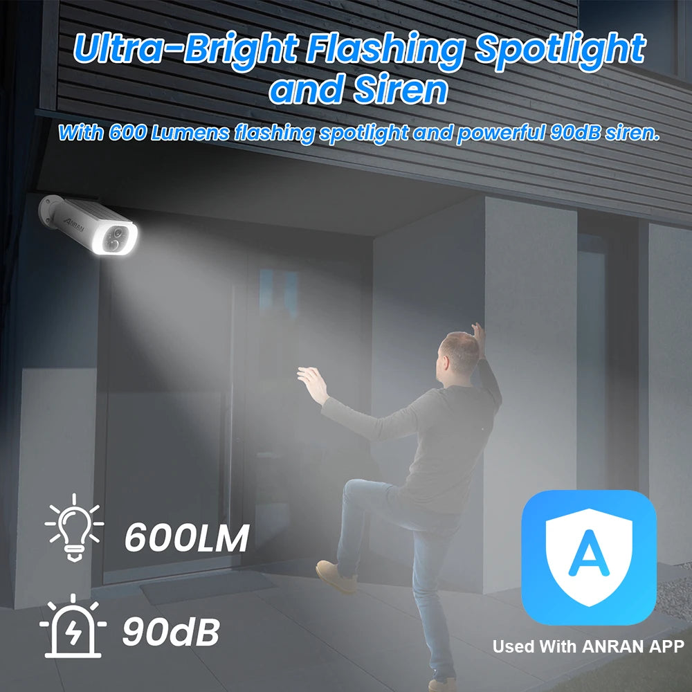 ANRAN 3MP Solar Powered Smart Home Security Camera Kit