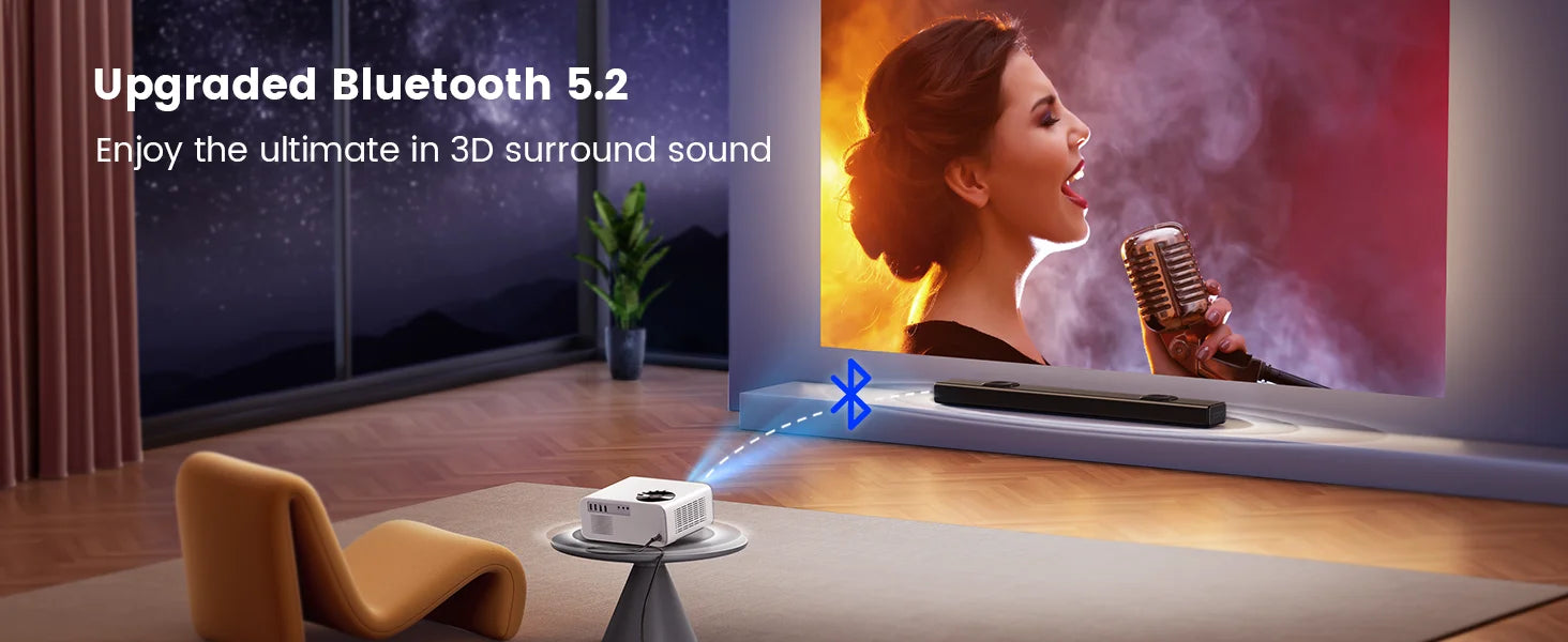 WiMius 28000 Lumens 4k Portable Bluetooth Home Cinema Projector