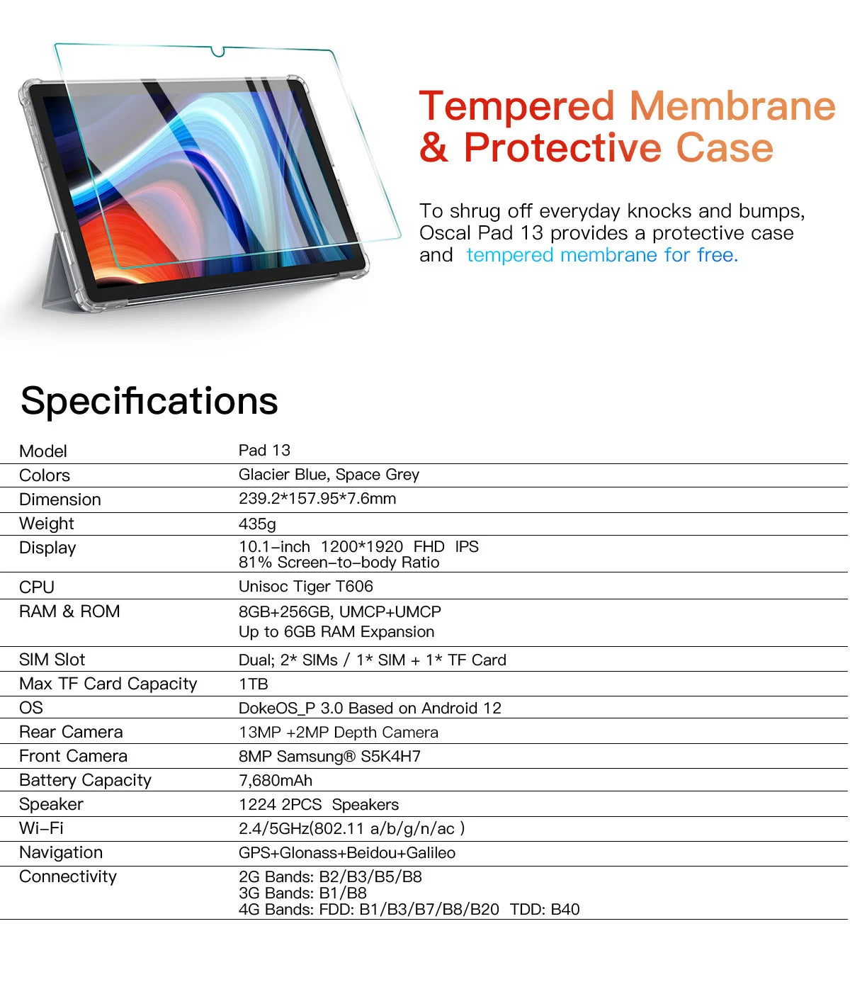 BLACKVIEW Oscal Pad 13 10.1" HD WiFi Android Tablet - 256GB